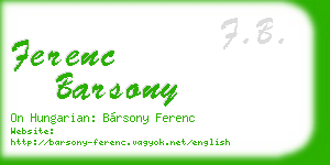 ferenc barsony business card