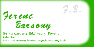 ferenc barsony business card